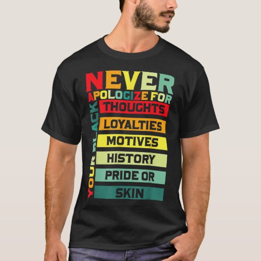 Verontschuldig je voor je zwartheid Black History  T-shirt (Voorkant)