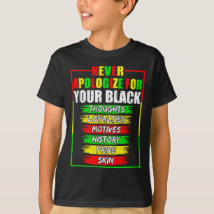 Verontschuldig je voor je zwartheid Black History T-shirt