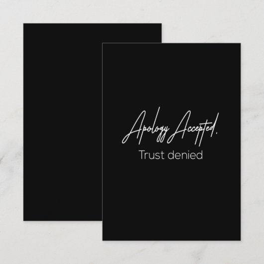 verontschuldiging geaccepteerd vertrouwen geweiger bedankkaart (Voorkant / Achterkant)