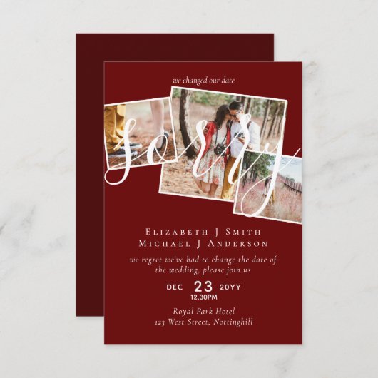 VERONTSCHULDIGING! Uitstel van het huwelijk Wijzig (Voorkant / Achterkant)