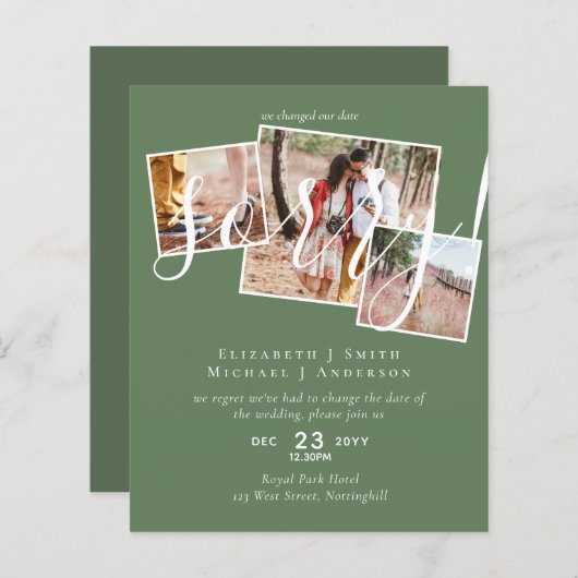 VERONTSCHULDIGING! Uitstel van het huwelijk Wijzig (Voorkant / Achterkant)