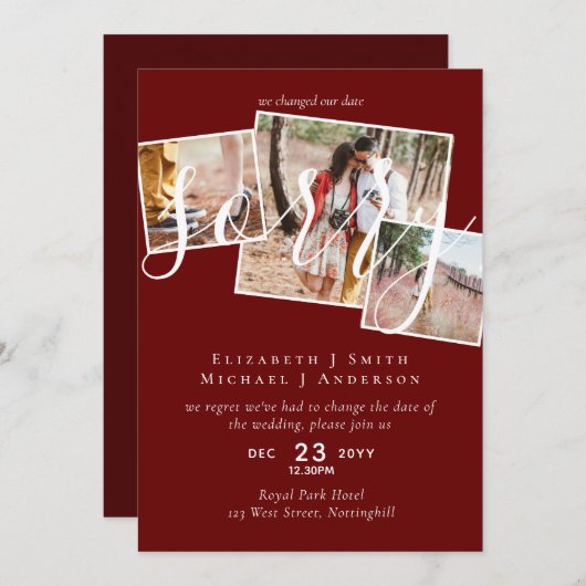 VERONTSCHULDIGING! Uitstel van het huwelijk Wijzig (Voorkant / Achterkant)