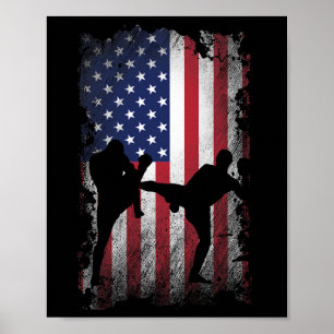 Verontwaardigde Amerikaanse vlag Kick Boxing USA P Poster