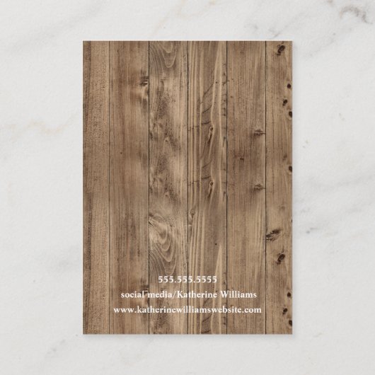 Veroorbaar beeldscherm| Robuust hout en Bourgogne  Visitekaartje (Achterkant)