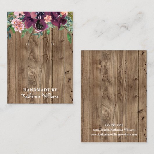 Veroorbaar beeldscherm| Robuust hout en Bourgogne  Visitekaartje (Voorkant / Achterkant)