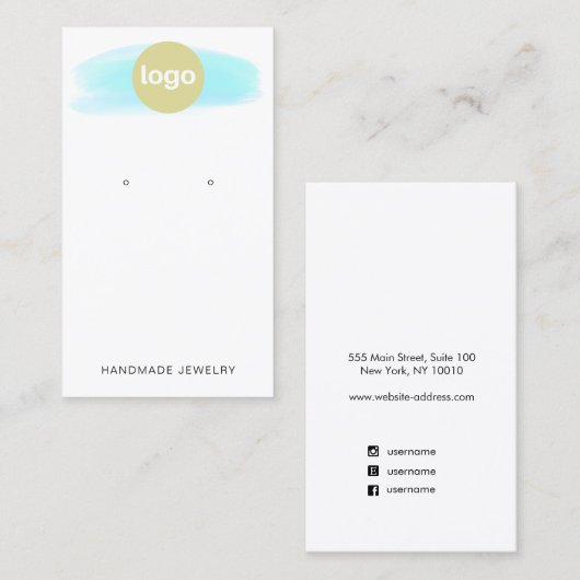 Veroorbaar Logo blauwe Waterverf invoegen Visitekaartje (Voorkant / Achterkant)