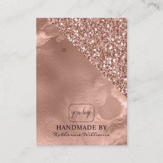 Veroorbaar Logo toevoegen | Roos Gold en glitter Visitekaartje (Voorkant)