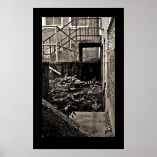 Veroordeelde bouwreeks; zwart en wit poster