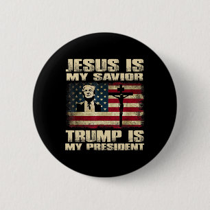 Veroordeelde Misdadiger Jezus Is Mijn Redder Trump Ronde Button 5,7 Cm