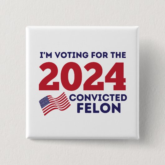 VEROORDEELDE MISDADIGER, TRUMP VIERKANTE BUTTON 5,1 CM (Voorkant)