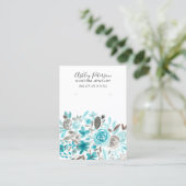 Veroorscherm Floral turkooise waterverf Visitekaartje (Staand voorkant)