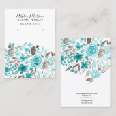 Veroorscherm Floral turkooise waterverf Visitekaartje (Voorkant / Achterkant)