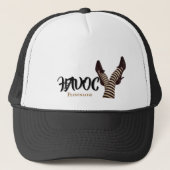 Veroorzaakt Havoc Humorous Gestreepte Witchy Legs Trucker Pet (Voorkant)