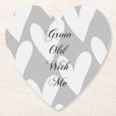 Verouder Samen Met Mij Liefde Grijs Witte Harten Kartonnen Onderzetters (Voorkant)