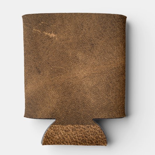 Verouderd bruin leer: klassieke textuur blikjeskoeler (Achterkant)