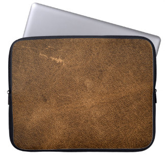 Verouderd bruin leer: klassieke textuur laptop sleeve