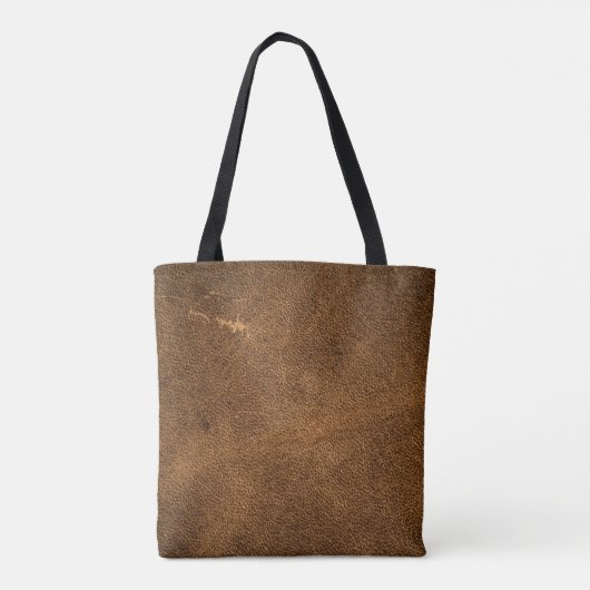 Verouderd bruin leer: klassieke textuur tote bag (Achterkant)