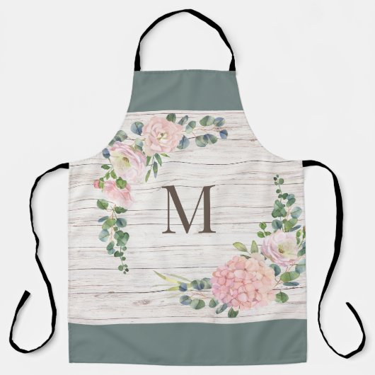 Verouderd hout Bloemen All-Over Print Schort (Voorkant)