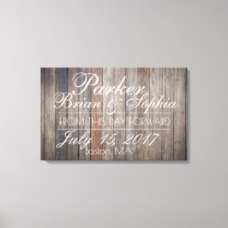 Verouderd Hout Bruiloft Canvas Print