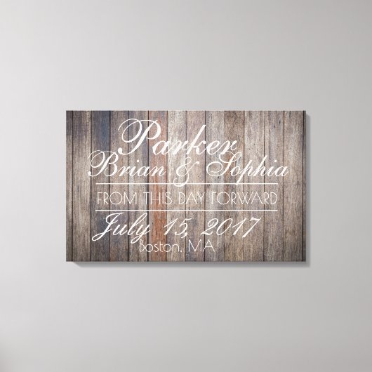 Verouderd Hout Bruiloft Canvas Print (Voorkant)