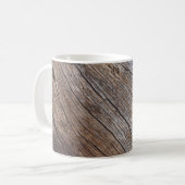 Verouderd hout: rustieke textuur achtergrond. koffiemok (Voorkant links)