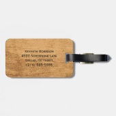 Verouderd houten akoestisch gitaar monogram bagagelabel (Achterkant horizontaal)