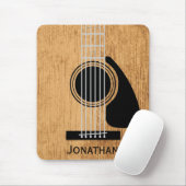 Verouderd houten akoestisch gitaar monogram muismat (Met muis)