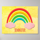 Verouderd papier gesneden regenboog en roze wolken poster (Voorkant)