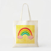 Verouderd papier gesneden regenboog en roze wolken tote bag (Voorkant)