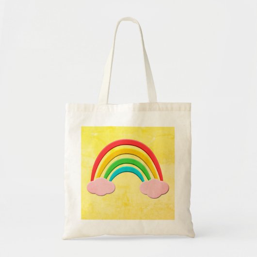 Verouderd papier gesneden regenboog en roze wolken tote bag (Voorkant)