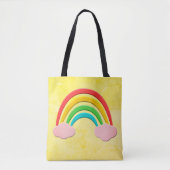 Verouderd papier gesneden regenboog en roze wolken tote bag (Voorkant)