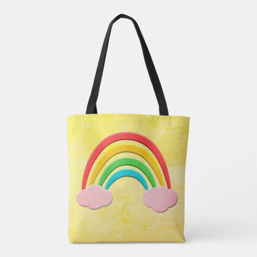 Verouderd papier gesneden regenboog en roze wolken tote bag (Achterkant)