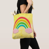 Verouderd papier gesneden regenboog en roze wolken tote bag (Dichtbij)