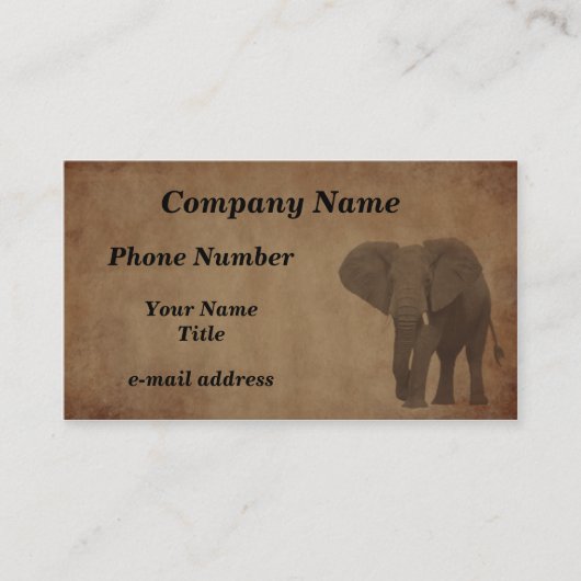Verouderd papier - Olifant Visitekaartje (Voorkant)