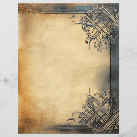 Verouderd  perkament papier decoratieve rand (Achterkant)