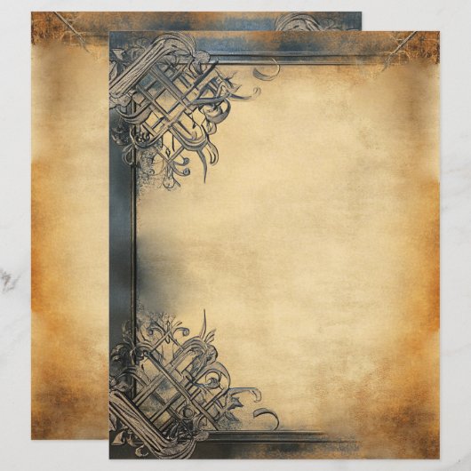 Verouderd  perkament papier decoratieve rand (Voorkant / Achterkant)