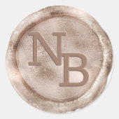 Verouderd Roos Goud Monogrammed Wax Seal Sticker (Voorkant)