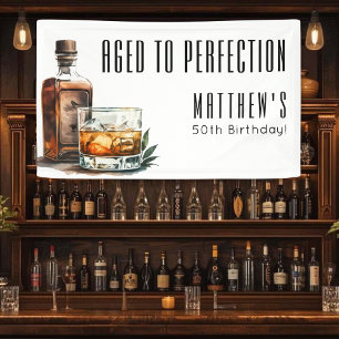 Verouderd tot in perfectie verjaardagsfeestje spandoek