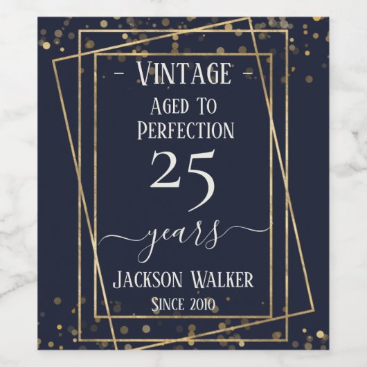 Verouderd tot Perfectie  Blauw Goud Verjaardag Wijn Etiket (Enkel label)