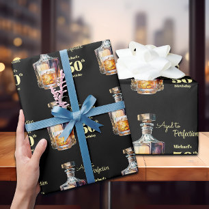 Verouderd tot perfectie Heren 50ste Whiskey Verjaa Cadeaupapier