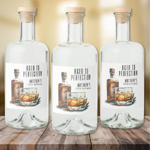 Verouderd Tot Perfectie Mannen Verjaardag Whiskey Likeurfles Etiket