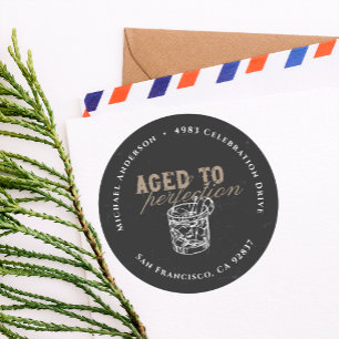 Verouderd tot perfectie vintage-whiskey retouradre ronde sticker
