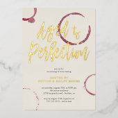 Verouderd tot perfectie vlekken wijnproeverij goud folie uitnodiging (Voorkant)