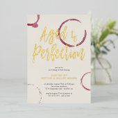 Verouderd tot perfectie vlekken wijnproeverij goud folie uitnodiging (Staand Voorkant)