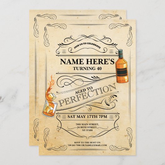 Verouderd tot perfectie Whiskey Alle Leeftijd Mann Kaart (Voorkant / Achterkant)