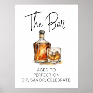 Verouderd tot perfectie Whiskey Bar Sign - Afdrukb Poster