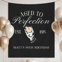 Verouderd tot perfectie Whiskey verjaardagsbanner  Wandkleed