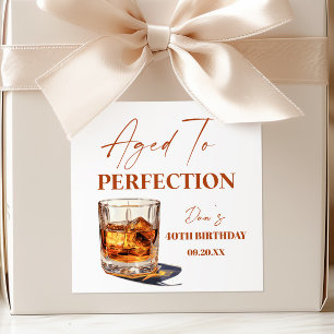 Verouderd Tot Perfectie Whisky Glas Verjaardagsfee Vierkante Sticker