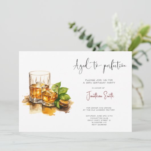 Verouderd tot perfectie whisky verjaardagsfeestje kaart (Staand voorkant)