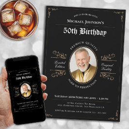 Verouderd tot perfectie Zwart Goud Foto 50e Verjaa Kaart